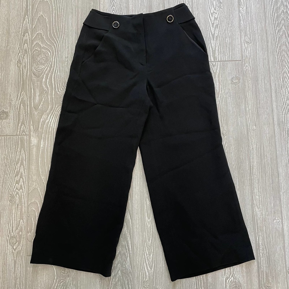 White House Black Market The Wide Leg Cropped Black Capri Pants Womens Size 4